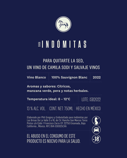 Casa Indómitas, Vino Blanco, Sauvignon Blanc, Vino Natural Mexicano, Vino Sin Filtrar, Vino Orgánico, Valle de Guadalupe, Vino de Camila Sodi, Camila Sodi, Vino Vegano, Vino Sustentable, zero zero, Vino Sin Aditivos, Vegano, Sin Filtrar, sin clarificar